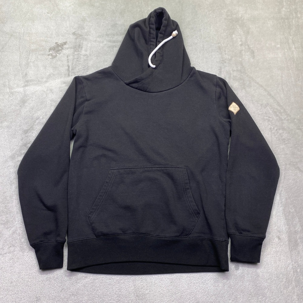 FSBN Mens Slim Fit Crossover‎ Hoodie Black Pullover Sweatshirt Size M 1992 Patch